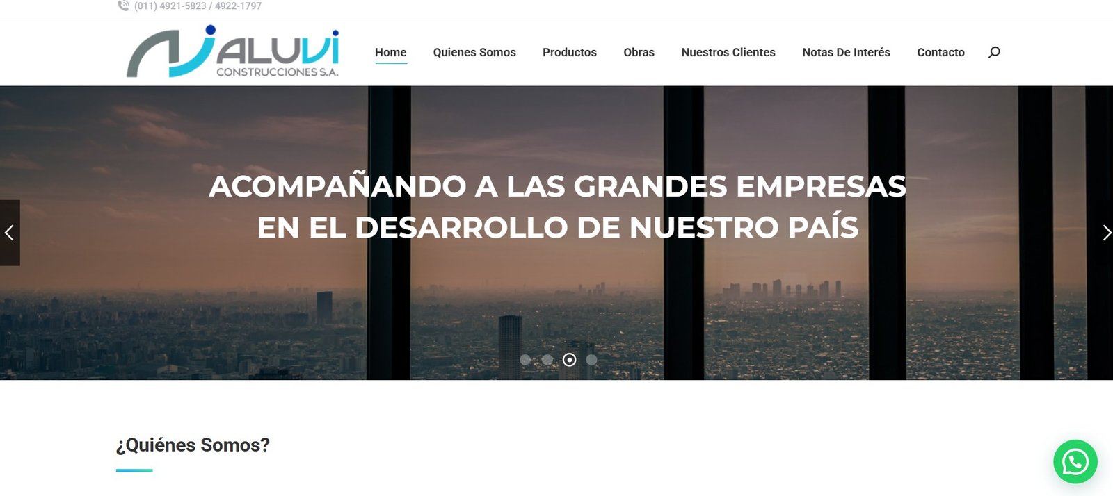 Captura del sitio Aluvi Construcciones