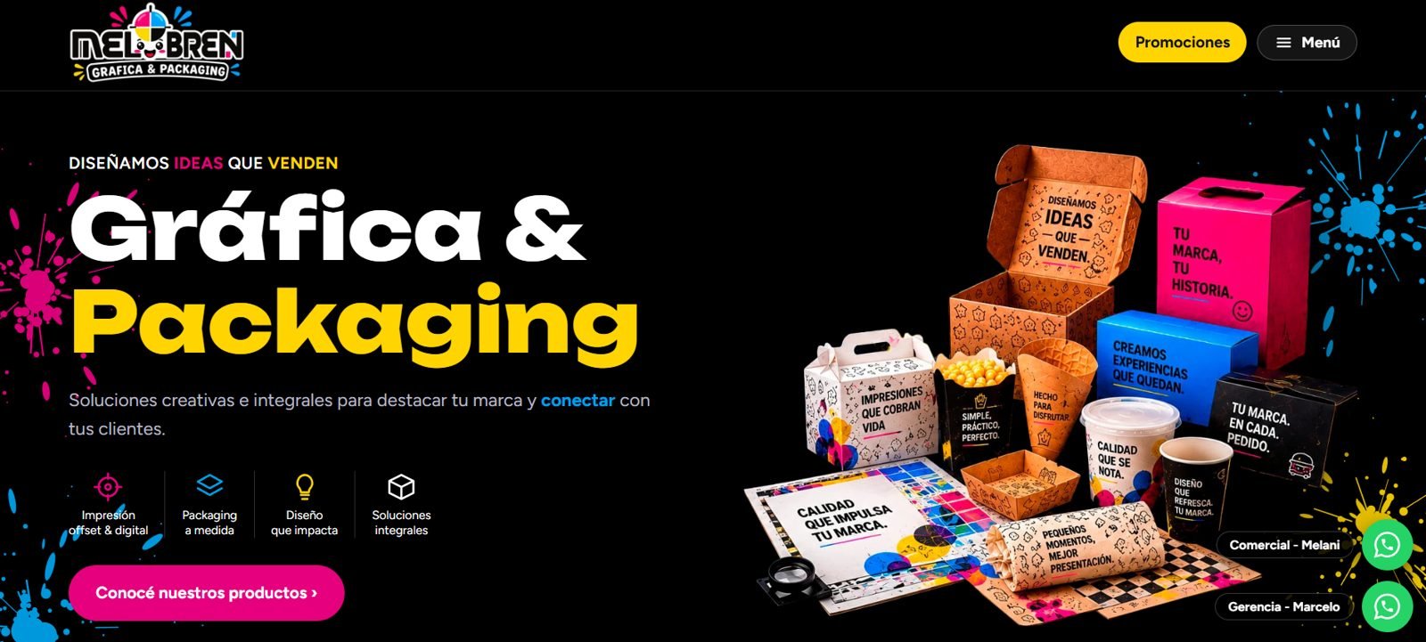 Captura del sitio Melbren Gráfica & Packaging