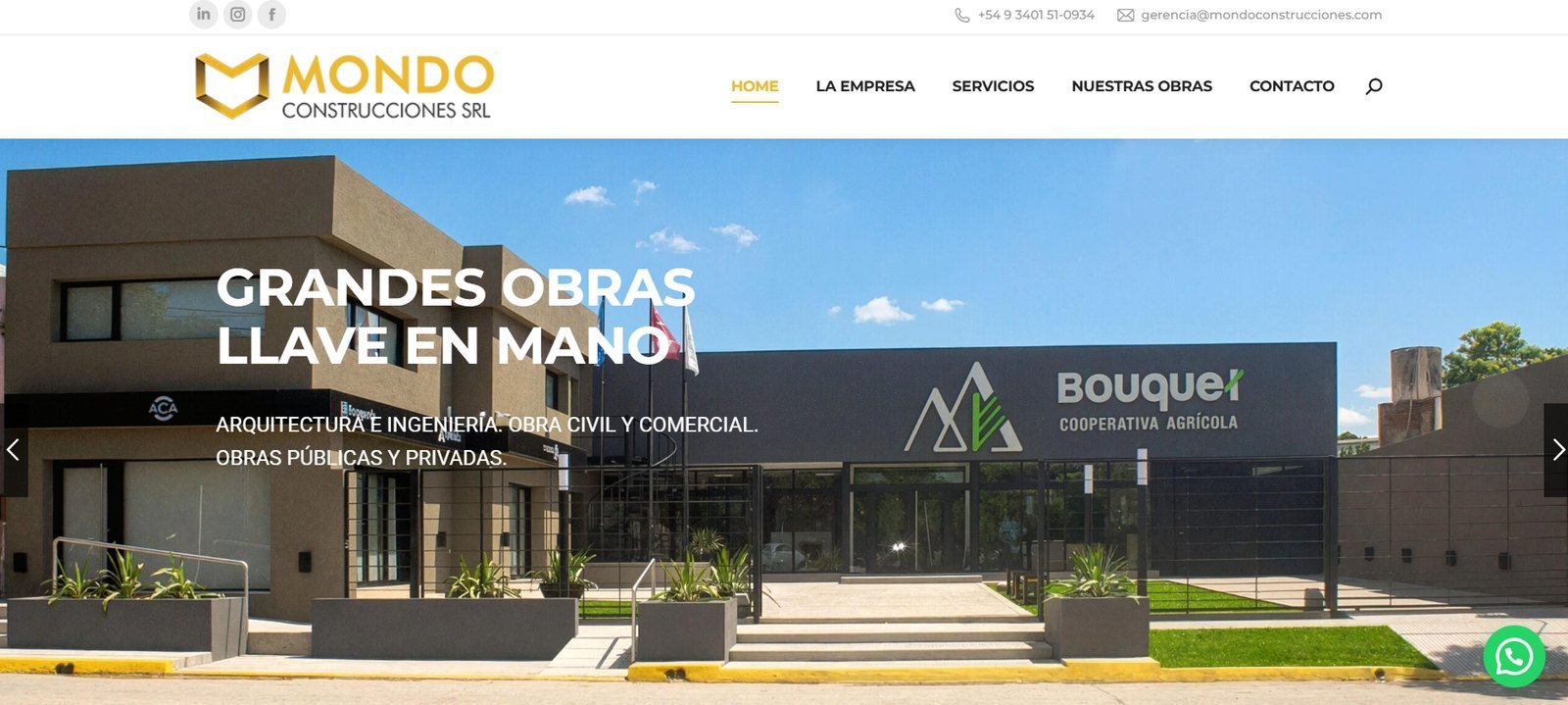 Captura del sitio Mondo Construcciones