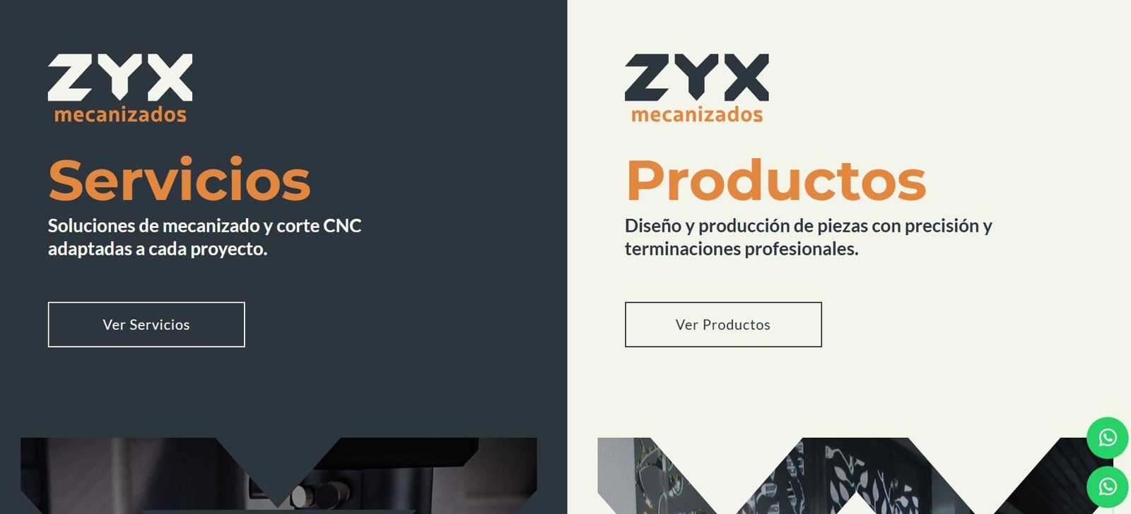 Captura del sitio ZYX Mecanizados